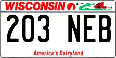 WI license plate 203NEB