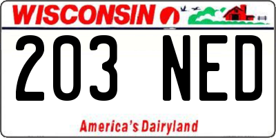 WI license plate 203NED
