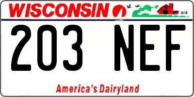 WI license plate 203NEF