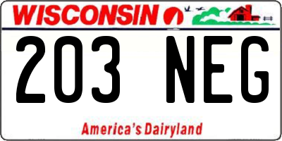WI license plate 203NEG