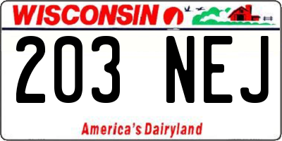 WI license plate 203NEJ