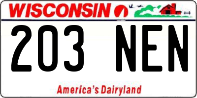 WI license plate 203NEN