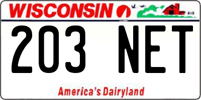 WI license plate 203NET