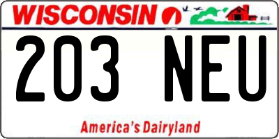WI license plate 203NEU