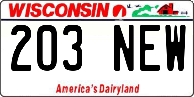 WI license plate 203NEW