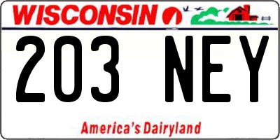 WI license plate 203NEY