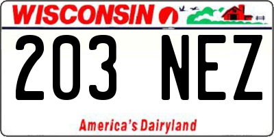 WI license plate 203NEZ