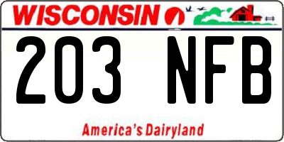 WI license plate 203NFB