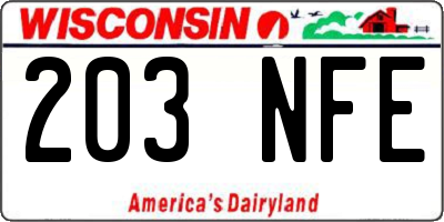 WI license plate 203NFE