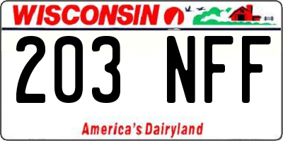 WI license plate 203NFF