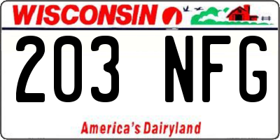 WI license plate 203NFG