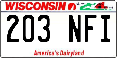 WI license plate 203NFI
