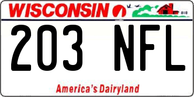 WI license plate 203NFL