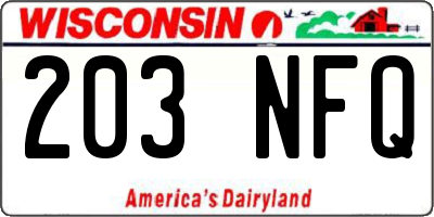 WI license plate 203NFQ