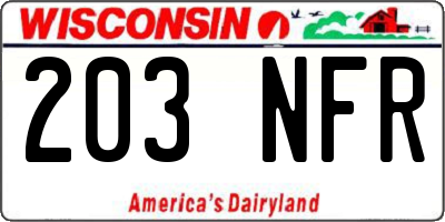 WI license plate 203NFR