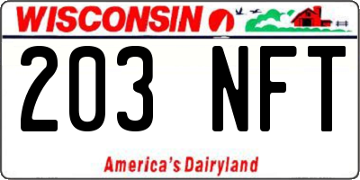 WI license plate 203NFT