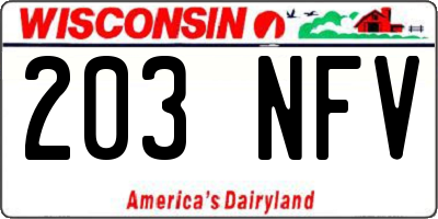 WI license plate 203NFV