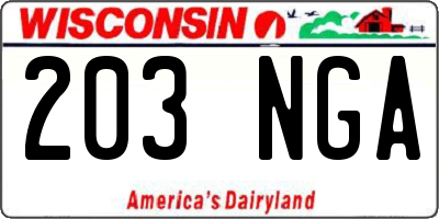 WI license plate 203NGA