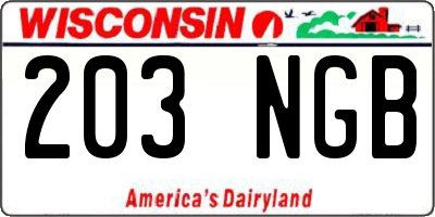 WI license plate 203NGB