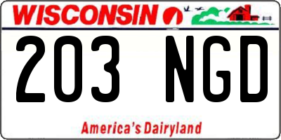 WI license plate 203NGD