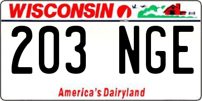 WI license plate 203NGE