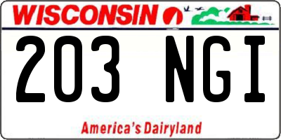 WI license plate 203NGI