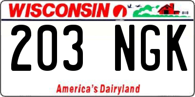 WI license plate 203NGK