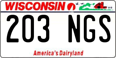 WI license plate 203NGS