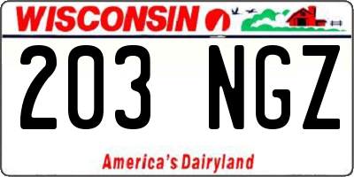 WI license plate 203NGZ