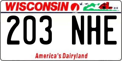 WI license plate 203NHE