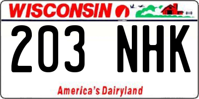 WI license plate 203NHK