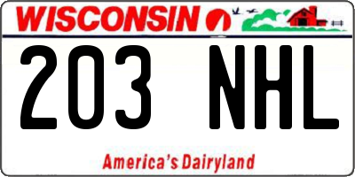 WI license plate 203NHL