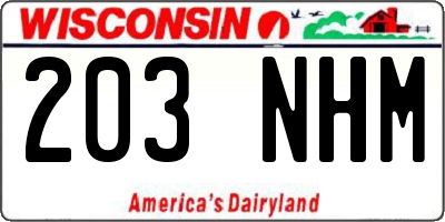 WI license plate 203NHM