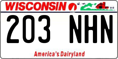 WI license plate 203NHN