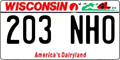 WI license plate 203NHO