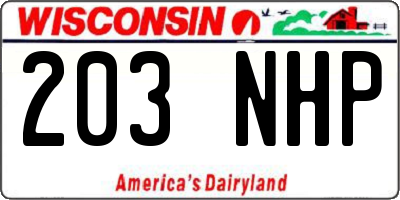 WI license plate 203NHP