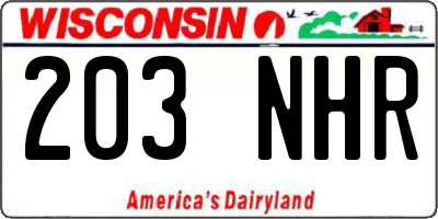 WI license plate 203NHR