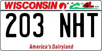 WI license plate 203NHT