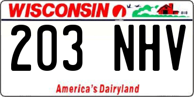 WI license plate 203NHV