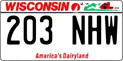 WI license plate 203NHW