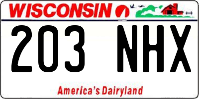 WI license plate 203NHX