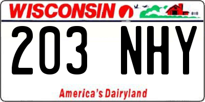 WI license plate 203NHY