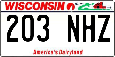 WI license plate 203NHZ