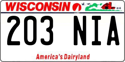 WI license plate 203NIA