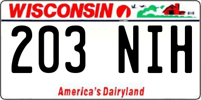 WI license plate 203NIH
