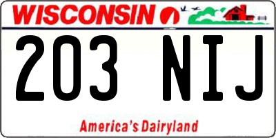 WI license plate 203NIJ