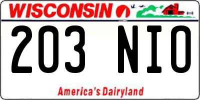 WI license plate 203NIO