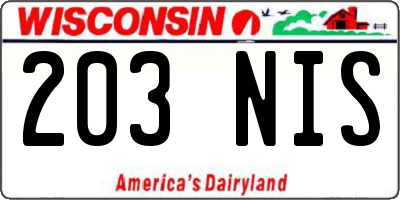 WI license plate 203NIS