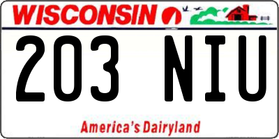 WI license plate 203NIU