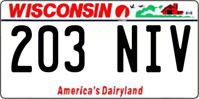 WI license plate 203NIV